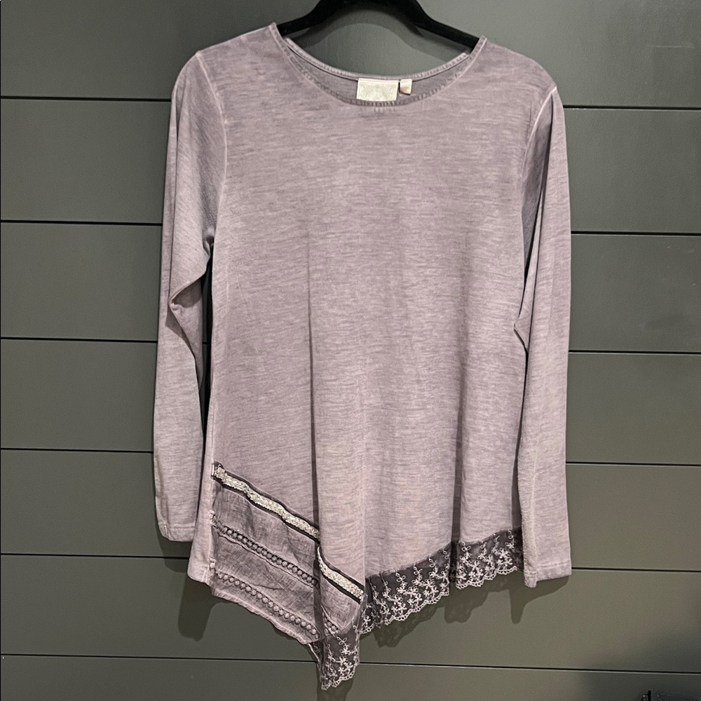 Dantelle Lavender Long Sleeve Top with Lace Detail